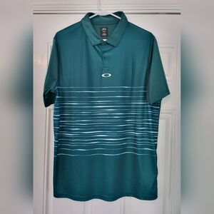 Oakley Hydrolix Regular Fit Green Men's M Medium Polo Golf Blue Purple Accents